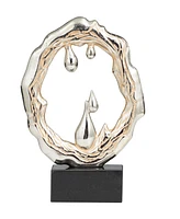 Rosemary Lane Aluminum Abstract Metallic Melting Drip Collection Sculpture with Marble Base, 14" x 3" x 17"