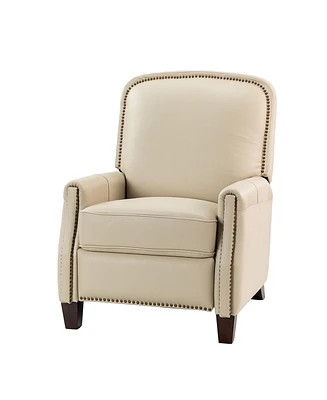 Hickey Modern Genuine Leather Recliner with Nailhead Trim