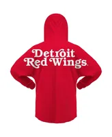 Women's Fanatics Red Detroit Red Wings Jersey Lace-Up V-Neck Long Sleeve Hoodie T-shirt