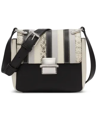 Calvin Klein Clove Mixed Material Push-Lock Crossbody with Adjustable Strap