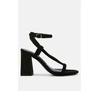 Womens Smoosh Braided Block Heel Sandals