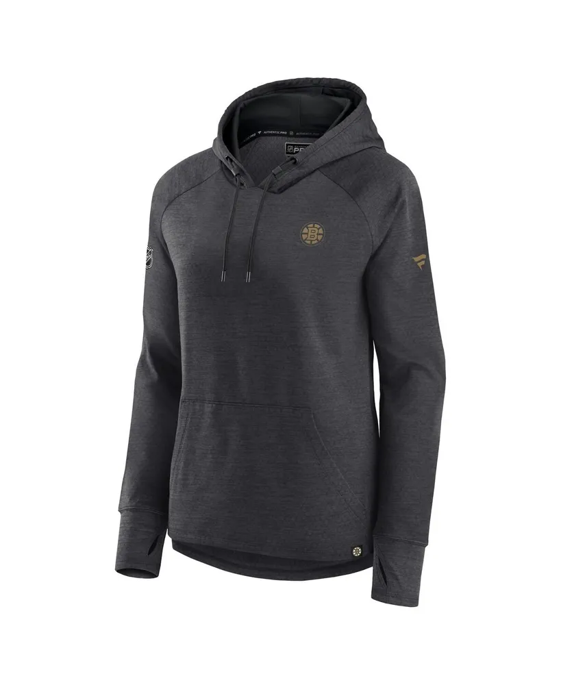 Women's Fanatics Heather Charcoal Boston Bruins Authentic Pro Pullover Hoodie