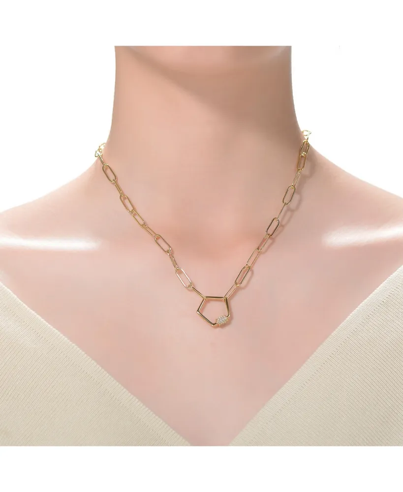 GiGiGirl Kids/Young Teens 14K Gold Plated Cubic Zirconia Pentagon Charm Necklace