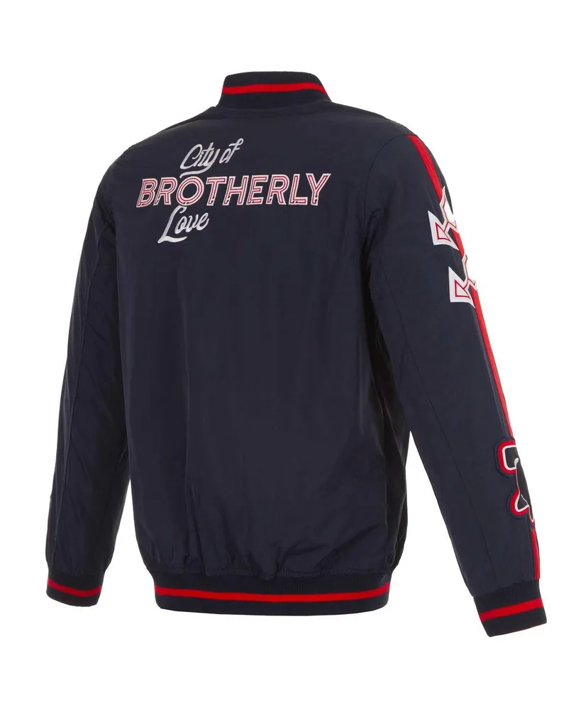 Men's Jh Design Navy Philadelphia 76ers 2023/24 City Edition Nylon Full-Zip Bomber Jacket