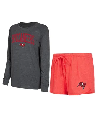 Women's Concepts Sport Red, Black Tampa Bay Buccaneers Raglan Long Sleeve T-shirt and Shorts Lounge Set