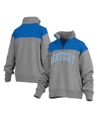 Women's Pressbox Gray Kentucky Wildcats Avon Fleece Quarter-Zip Jacket