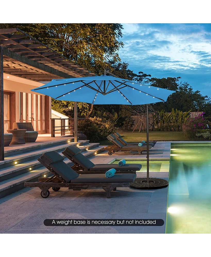 Patio Solar Powered Cantilever Umbrella with Tilting System