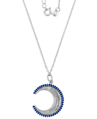 Black Spinel Crescent Moon Pendant Necklace (1/3 ct. t.w.) Sterling Silver, 16" + 2" extender (Also Lab-Grown Blue Spinel)