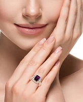 Effy Rhodolite (4-1/10 ct. t.w) & Diamond (1/6 ct. t.w.) Halo Ring in 14k Rose Gold