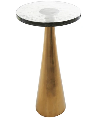 Rosemary Lane Aluminum Geometric Cone Textured Glass Tabletop Accent Table - Black
