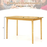 48" Wooden Dining Table Rectangular Farmhouse Kitchen with Solid Rubber Wood