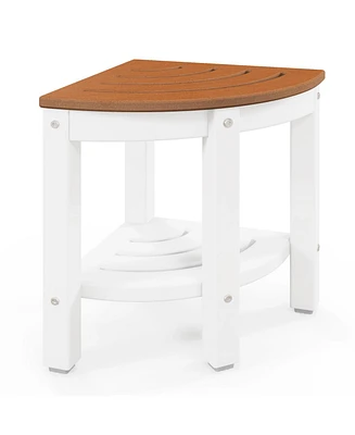 Corner Shower Bench Stool with Storage Shelf for Shaving Legs