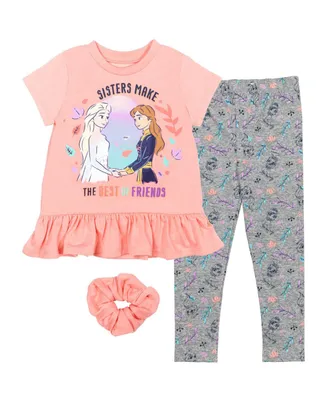 Frozen Girls Disney Minnie Mouse T-Shirt Leggings and Scrunchie 3 Piece Outfit Set