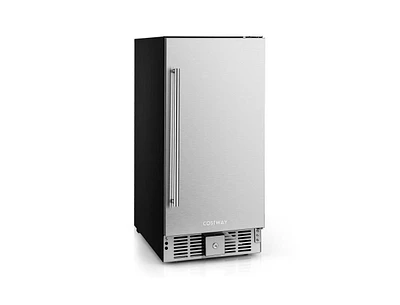 Compact Refrigerator with Adjustable Thermostat and Stainless Steel Door