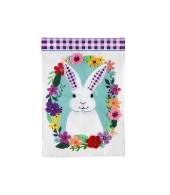 Evergreen Gingham Bunny Garden Applique Flag 12.5 x 18 Inches Indoor Outdoor Decor