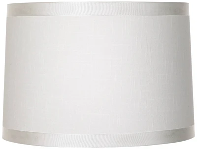 White Fabric Medium Drum Lamp Shade 15" Top x 16" Bottom x 11" High (Spider) Replacement with Harp and Finial - Spring crest