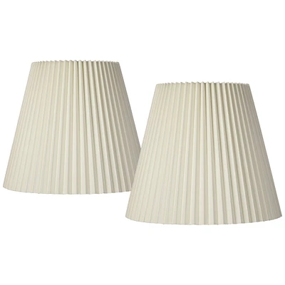 Set of 2 Pleated Empire Lamp Shades Ivory Large 10" Top x 17" Bottom x 14.75" High Spider with Replacement Harp and Finial Fitting - Spring crest