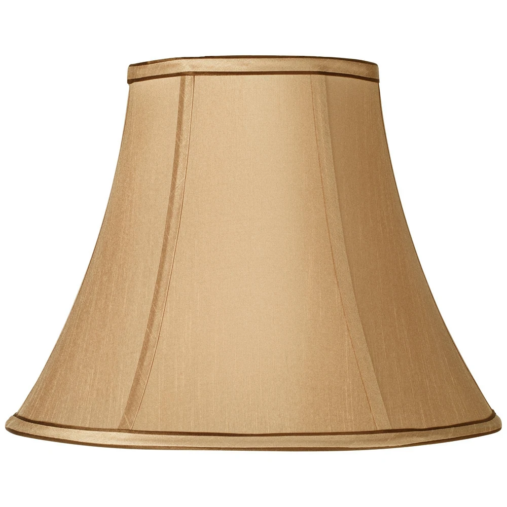 Tan and Brown Medium Bell Lamp Shade 7" Top x 14" Bottom x 11" High (Spider) Replacement with Harp and Finial - Springcrest