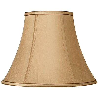 Tan and Brown Medium Bell Lamp Shade 7" Top x 14" Bottom x 11" High (Spider) Replacement with Harp and Finial - Springcrest