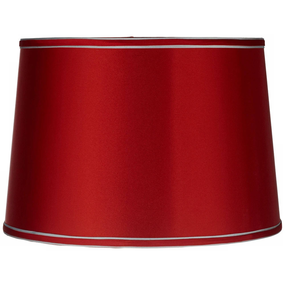 Sydnee Satin Large Drum Lamp Shade 14" Top x 16" Bottom x 11" Slant x 11" High (Spider) Replacement with Harp and Finial