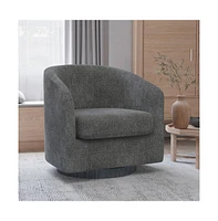 Caro Upholstered Club Style Barrel Chair With Sloped Armrests And 360 Degree Swivel Base In A Vinyl Wrap