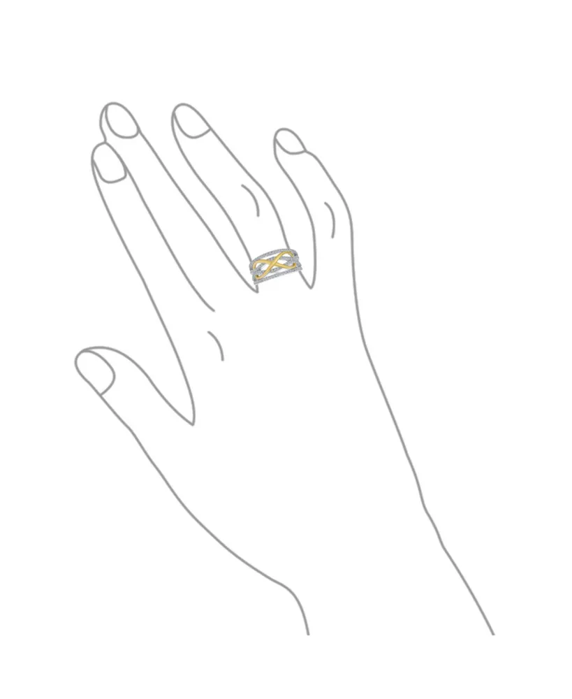 Bling Jewelry Two Tone Micro Pave Cz Wide Statement Infinity Ring Gold Plated Silver