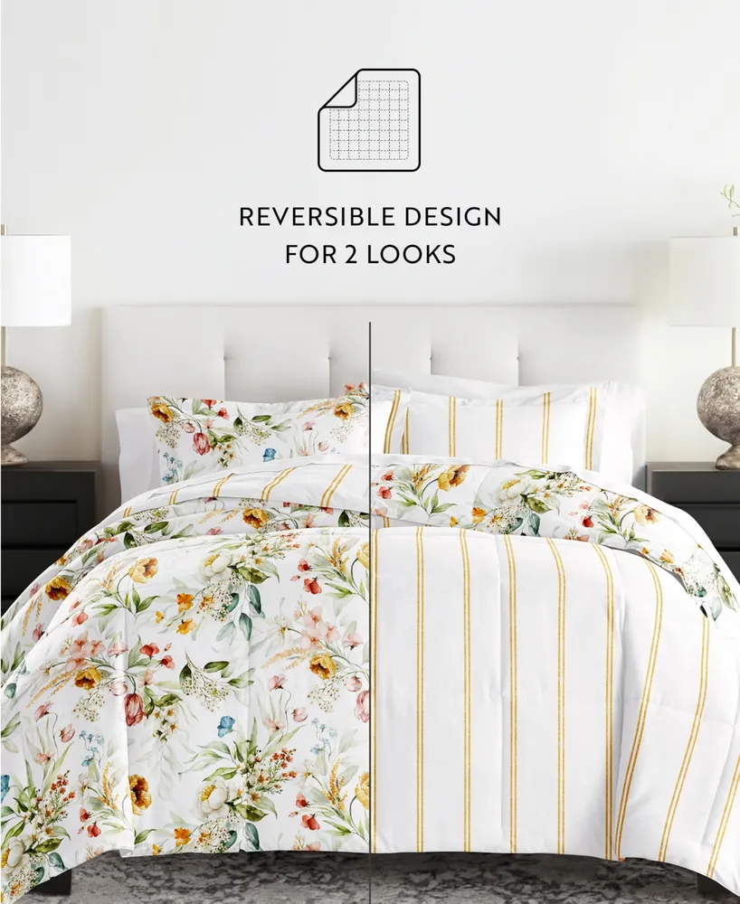 ienjoy Home Chintz Floral Stripe 2-Piece Comforter Set, Twin/Twin Xl