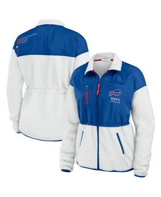 Women's Wear by Erin Andrews White, Royal Buffalo Bills Color-Block Polar Fleece Full-Zip Jacket