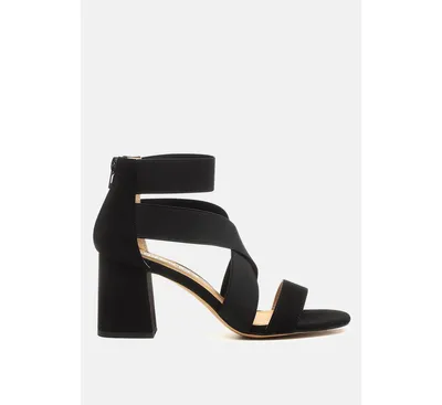 benicia elastic strappy block heel sandals