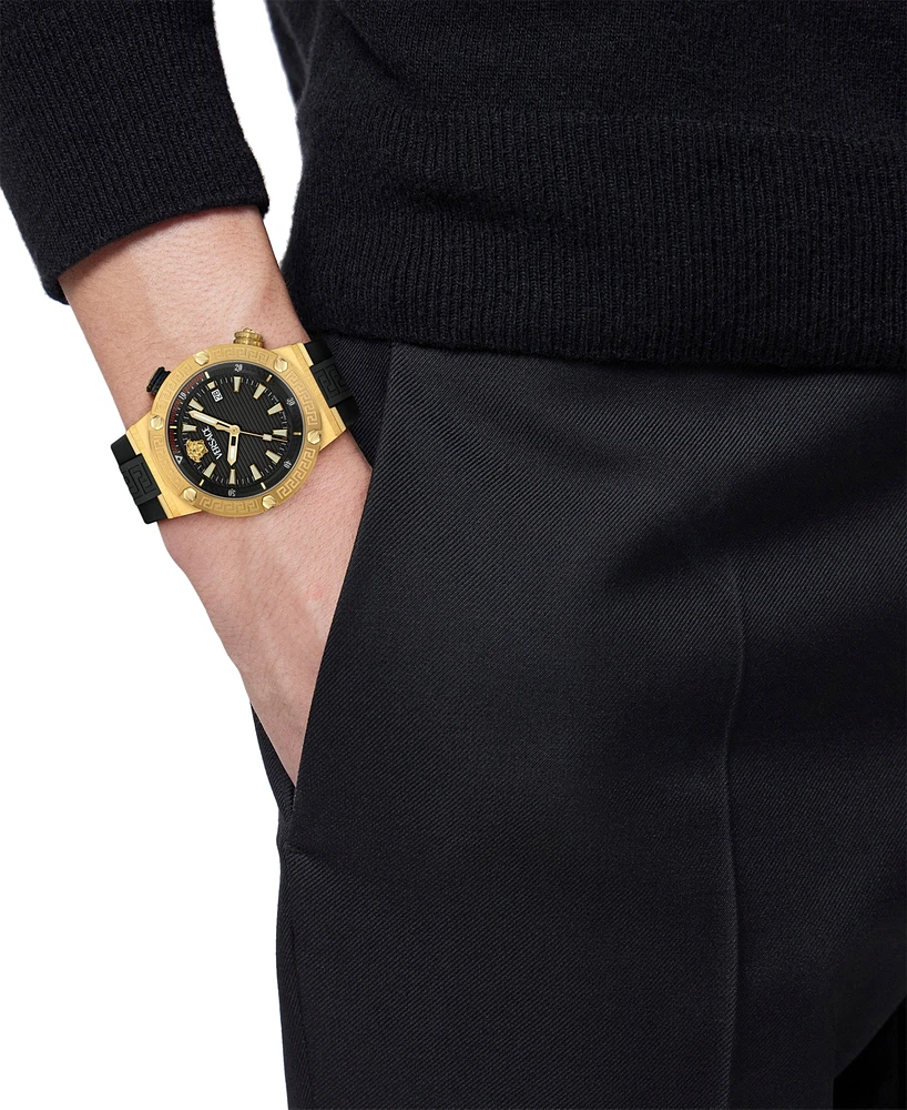 Versace Men's Swiss Black Rubber Strap Watch 43mm