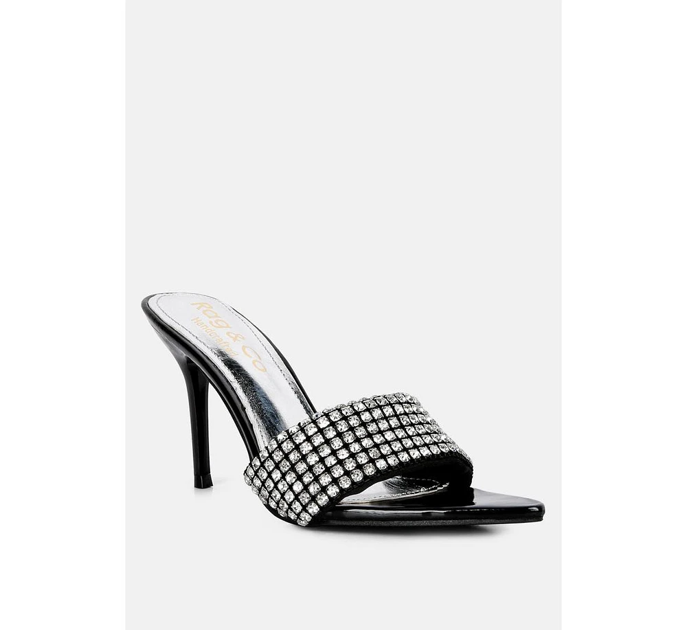 Adina Womens Diamante Embellished Slip On Sandals