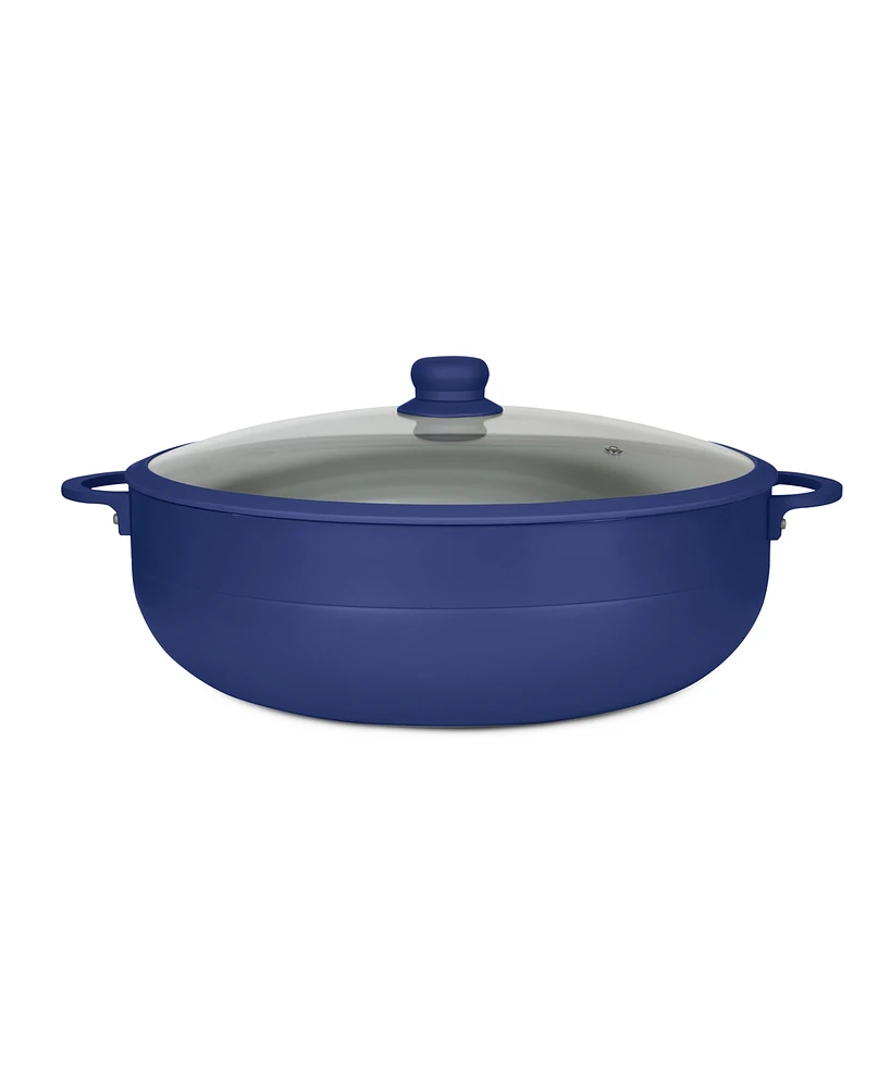 Sedona Kitchen Aluminum 12 Qt Caldero with Silicone Rim Glass Lid and Handle Holder