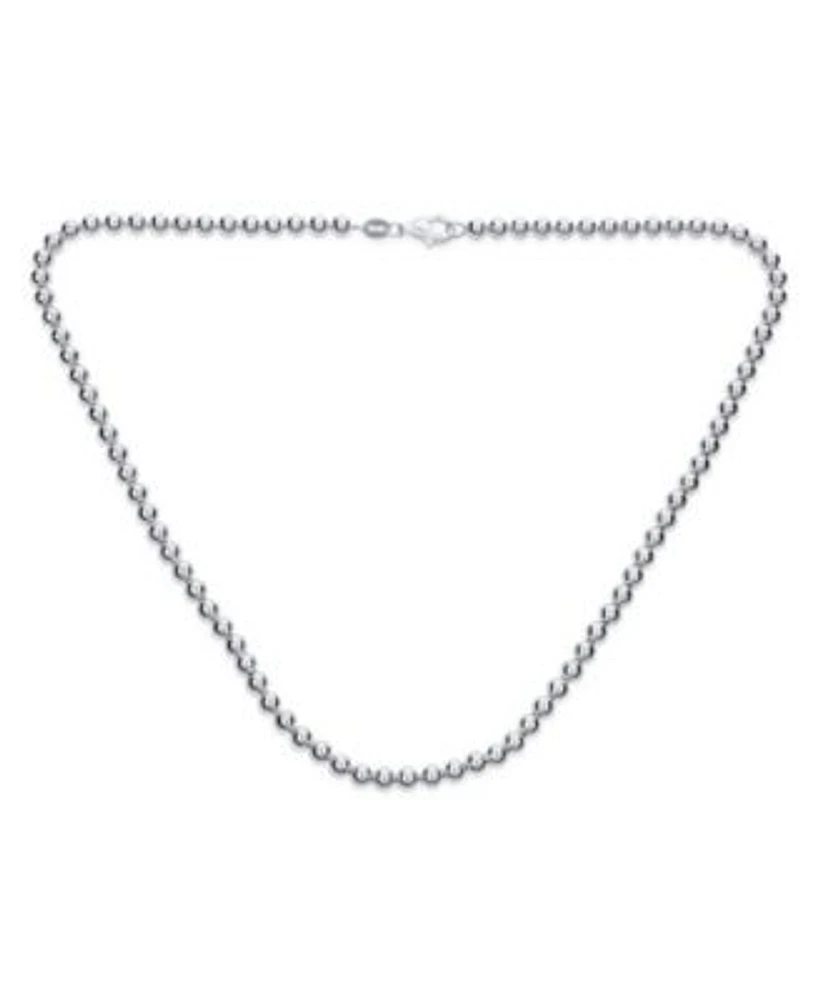 Bling Jewelry Dainty Sterling Silver Petite 4mm Round Bead Station Ball Necklace For Women Shinny 18 Inch