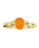 Bling Jewelry Dainty Bff Triquetra Celtic Love Knot Oval Synthetic Opal Ring Promise Sterling Silver