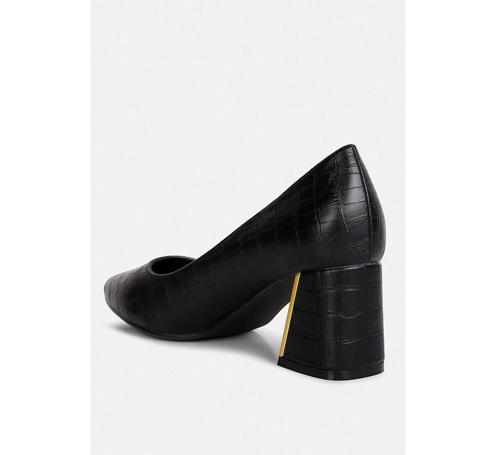 emersyn croc block heel pump