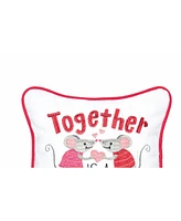 10" x 10" Together Is A Wonderful Place To Be Mouse Valentine's Day Small/Petite Accent Pillow