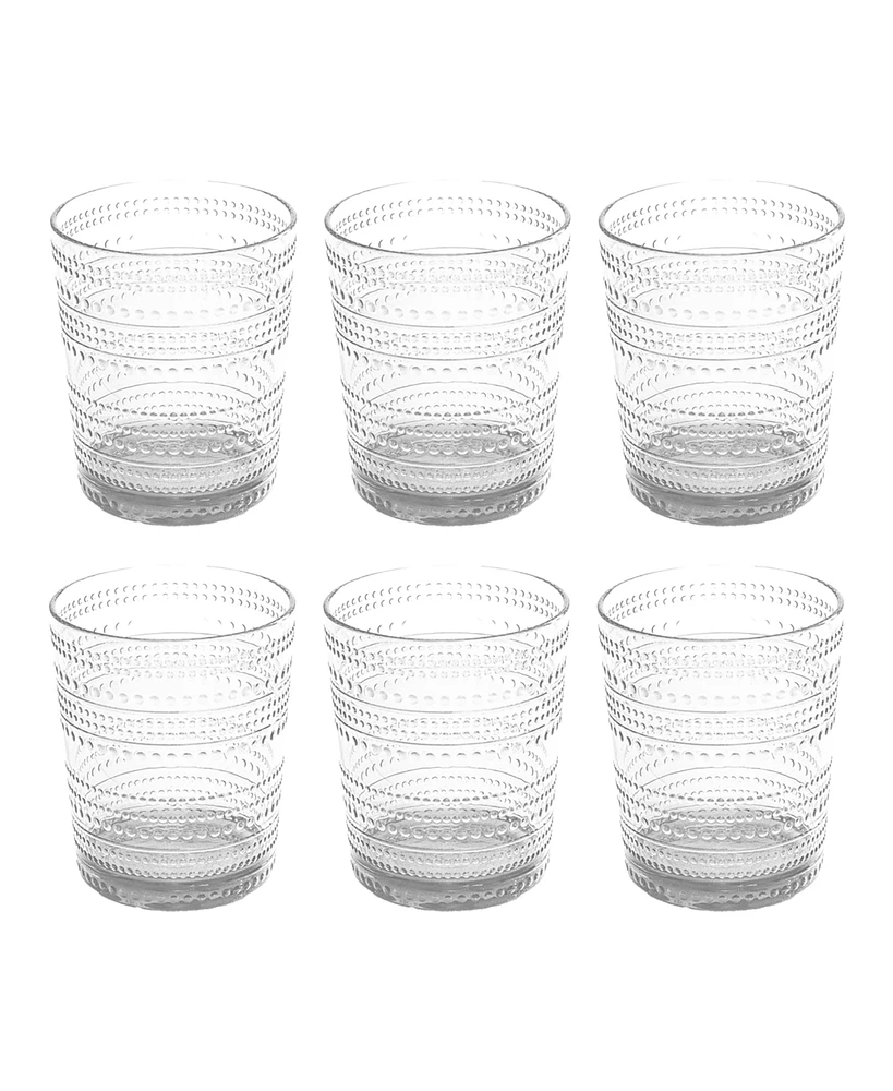 Abode Homewares Beaded Double Old Fashioned Cobalt Glasses, Set of 6