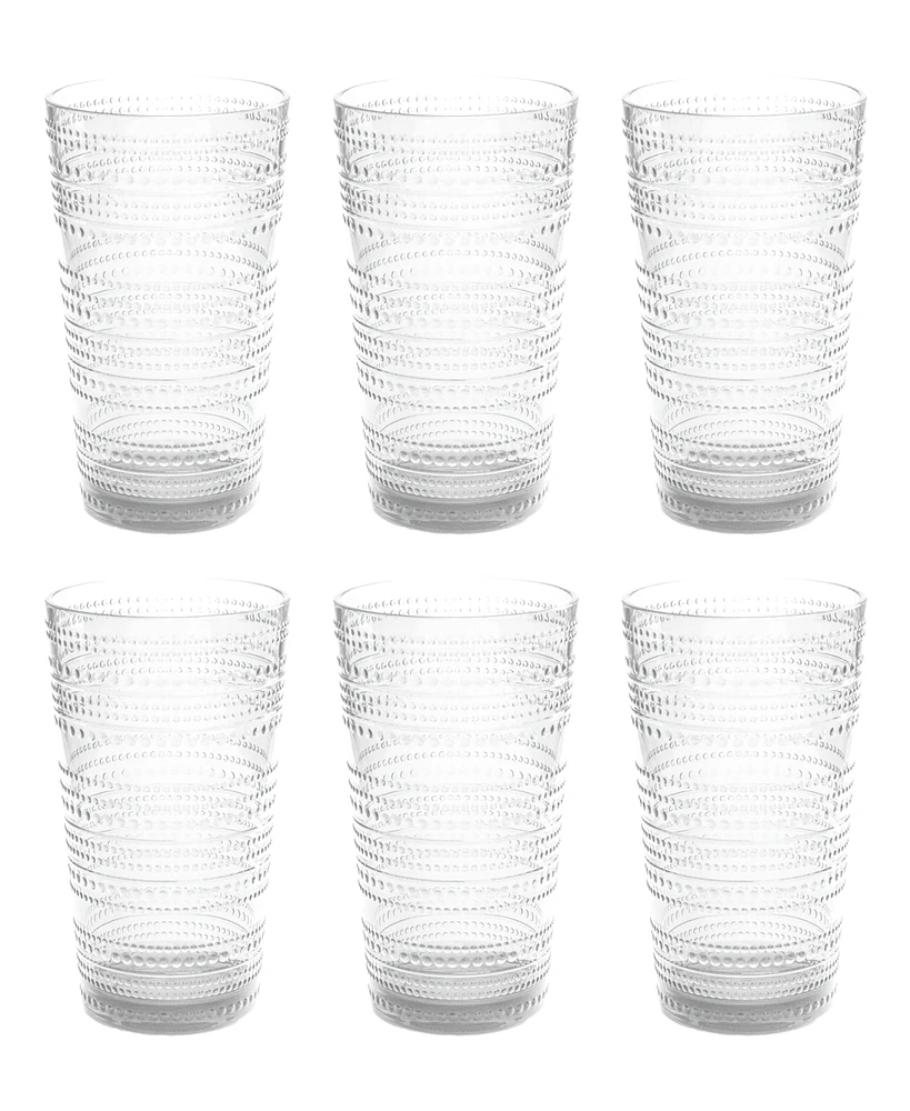 Abode Homewares Beaded Jumbo Cobalt Glasses, Set of 6
