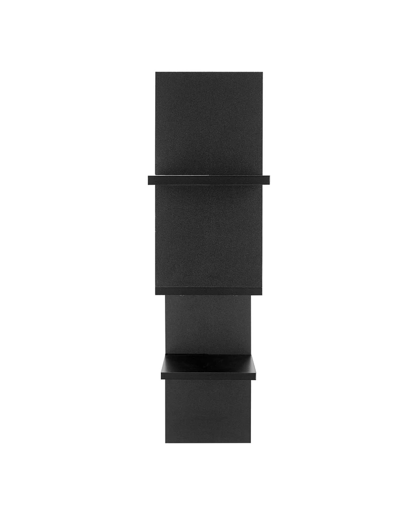 3-Tier Ladder Cantilever Cubby Accent Wall Shelf with Criss Cross Asymmetrical Modern Design