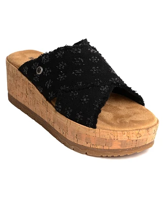 Minnetonka Women's Posey Crossband Wedge Sandal