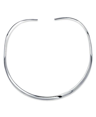 Bling Jewelry Basic Simple Thin Flat Slider Open Collar Contoured Statement Necklace Silver Sterling 4MM