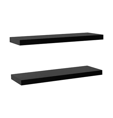 Floating Wall Shelves 2 pcs Black 39.4"x7.9"x1.5"