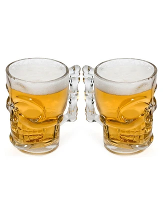 Set of 2 17.62 oz Skull Glass Mugs