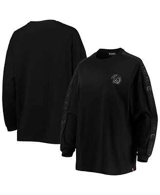Women's The Wild Collective Black Chicago Fire Tri-Blend Long Sleeve T-shirt