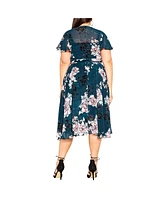 City Chic Plus Blossom Short Sleeve Dress