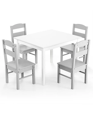 Costway Boys 5 Piece Table & Chair Set Wooden Children Activity