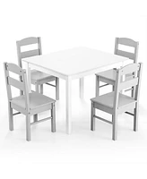 Costway Boys 5 Piece Table & Chair Set Wooden Children Activity