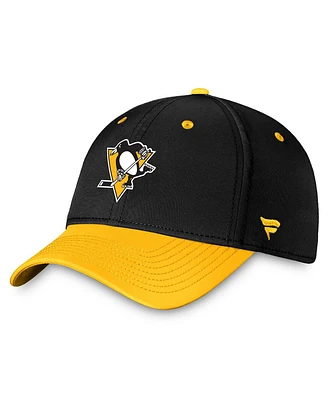 Men's Fanatics Black, Gold Pittsburgh Penguins Authentic Pro Rink Two-Tone Flex Hat