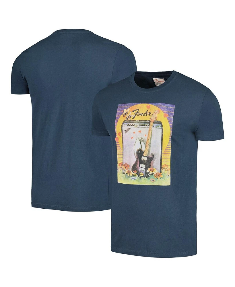 Men's American Needle Navy Distressed Fender Brass Tacks Guitar T-shirt