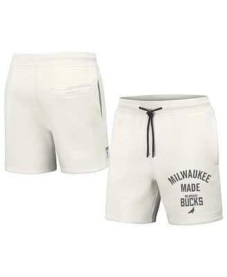 Men's Nba x Staple Cream Milwaukee Bucks Heavyweight Fleece Shorts
